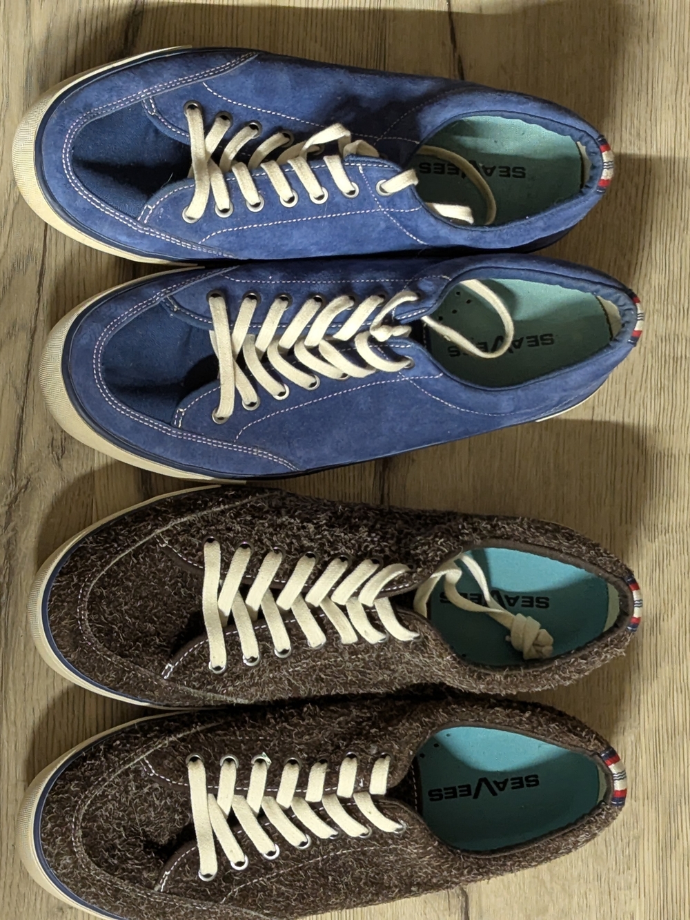 SeaVees Westwood Bundle 1 Blue Suede Sneakers & 1 New Fuzzy Brown Suade Sz 12
